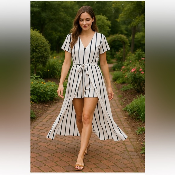 Crystal Sky Dresses & Skirts - Chic Striped High Low Dress